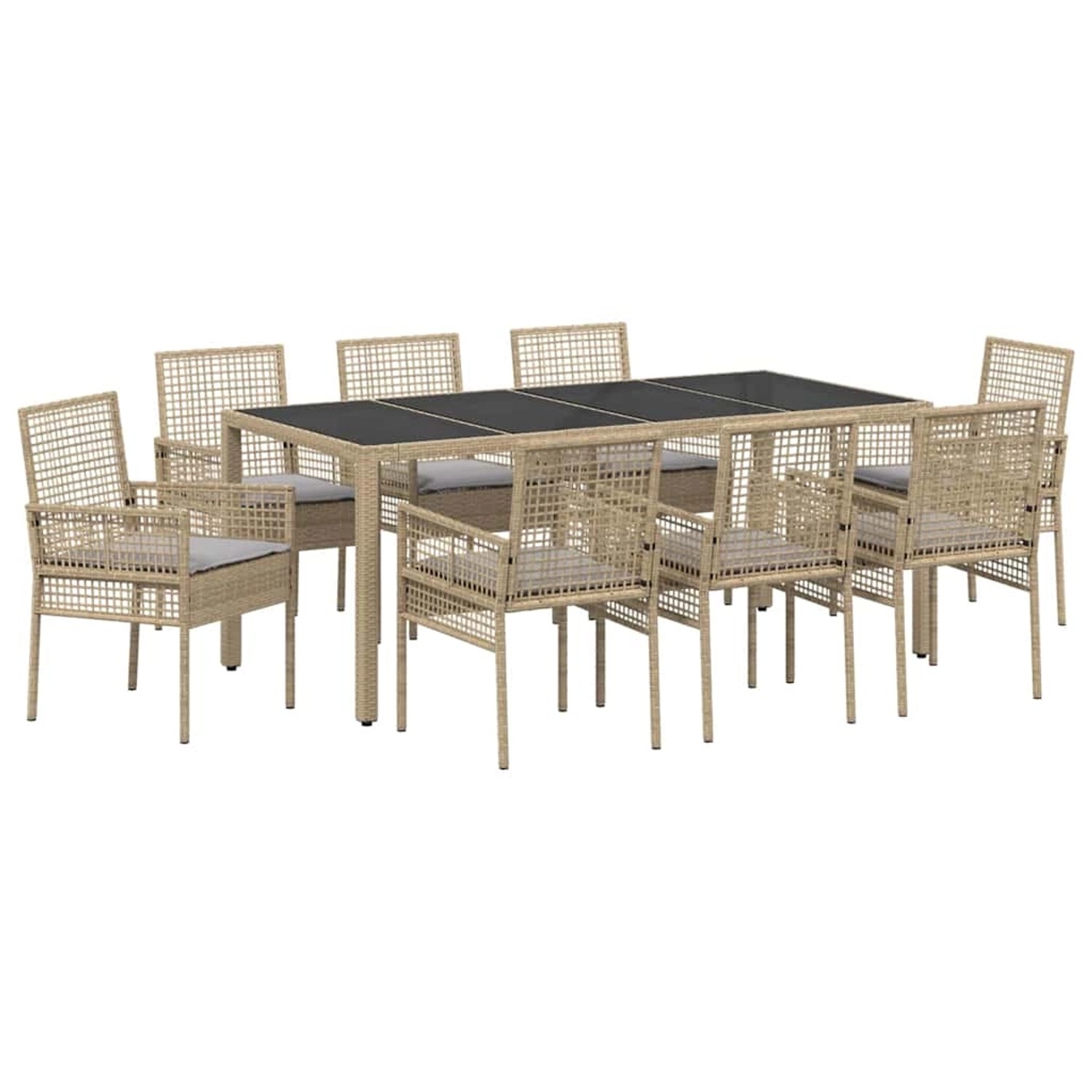 vidaXL Garten Essgruppe 9-Tlg Beige Poly Rattan 3334884 günstig online kaufen