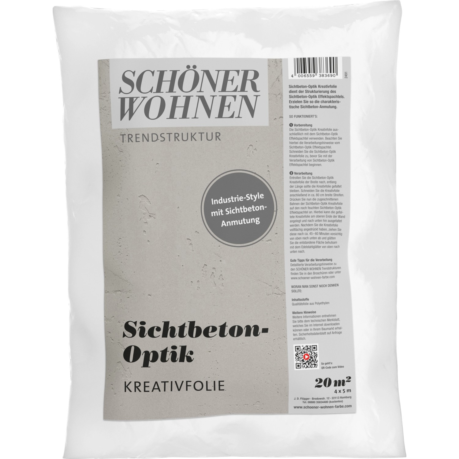 Schöner Wohnen Trendstruktur Sichtbeton-Optik Kreativfolie