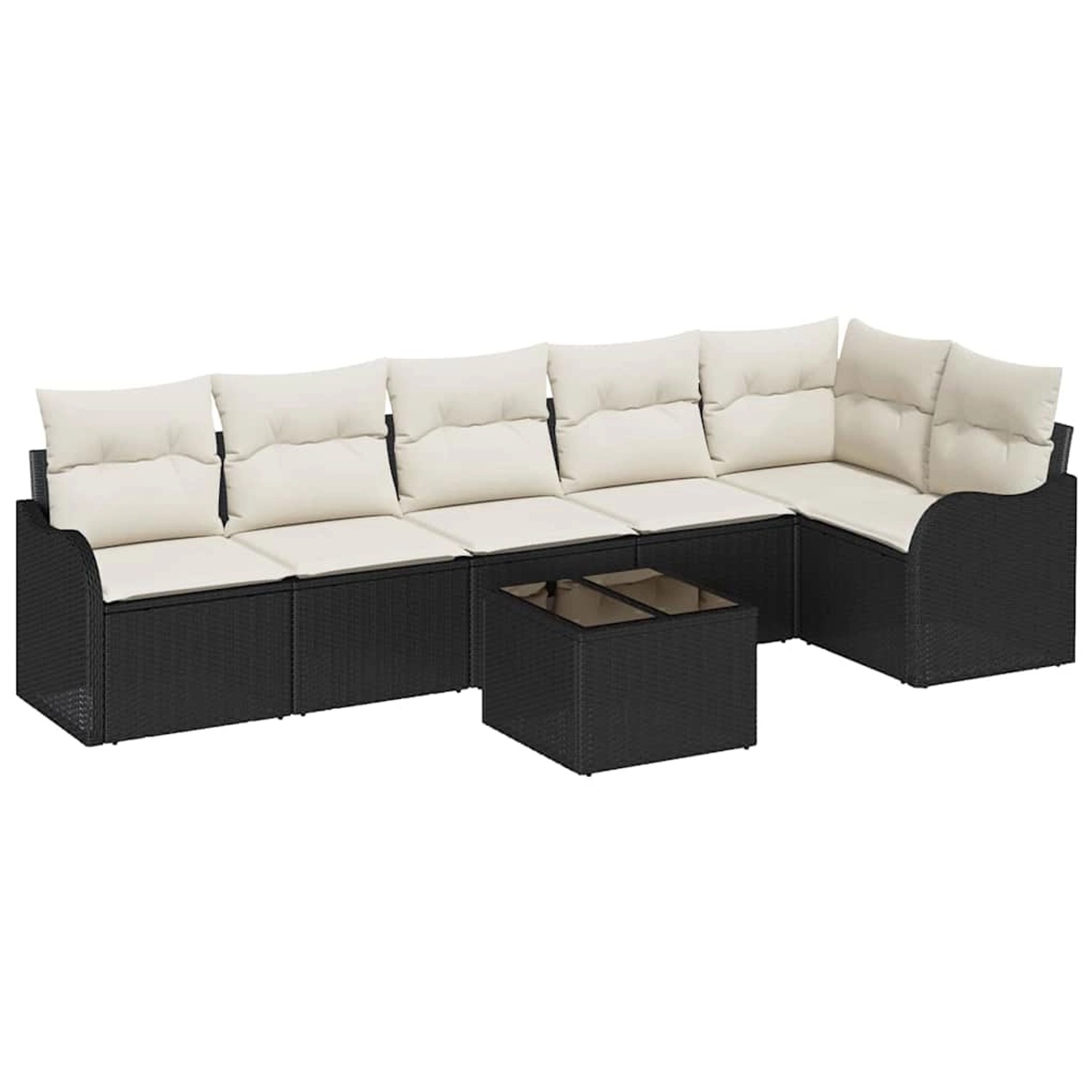 vidaXL Garten-Sofa-Set mit Kissen 7-Tlg Schwarz Poly Rattan 3345727 günstig online kaufen
