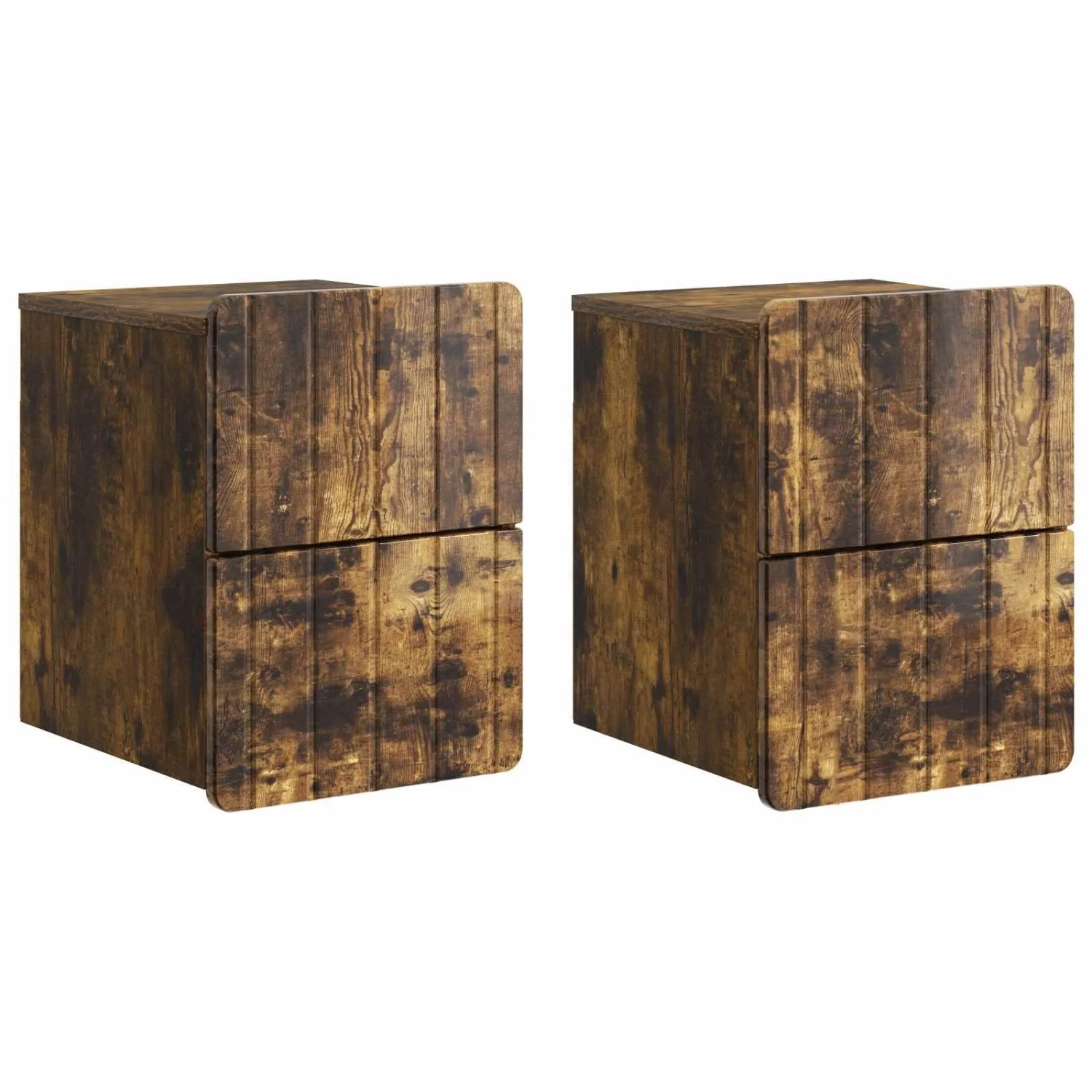 vidaXL Wandmontierter Nachttisch 2 Stk Geräucherte Eiche Holzwerkstoff 898306
