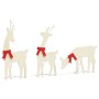 Drei goldene LED-Rentiere mit roten Schleifen, warmweiß leuchtend. Weihnachtsdekoration im 3er-Set.