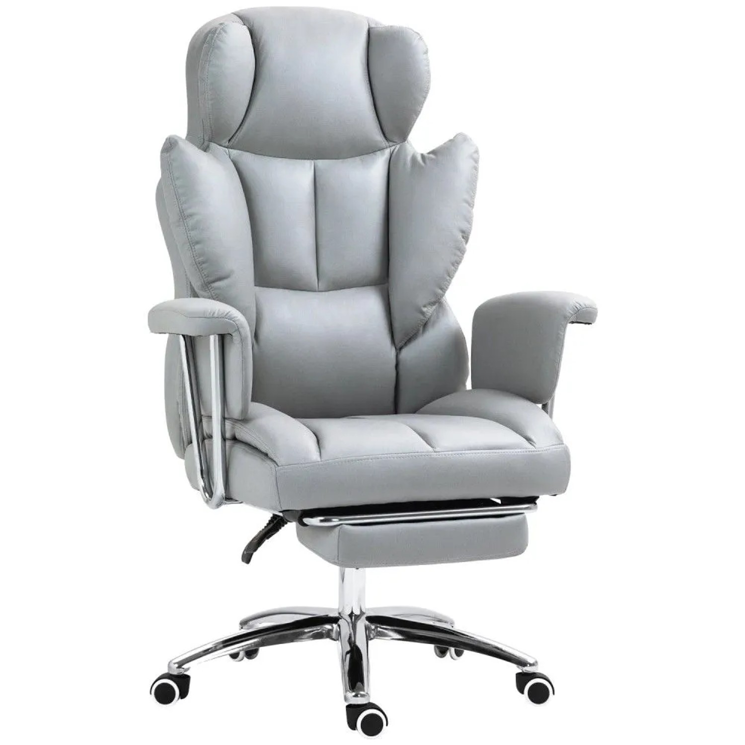HOMCOM Bürostuhl Mikrofaserstoff Schaumstoff Hellgrau 74L x 65B x 120-128H cm