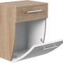 Posseik Bad-Hängeschrank Salona in Eiche hell, 40 cm breit, mit Schublade und offener Tür.