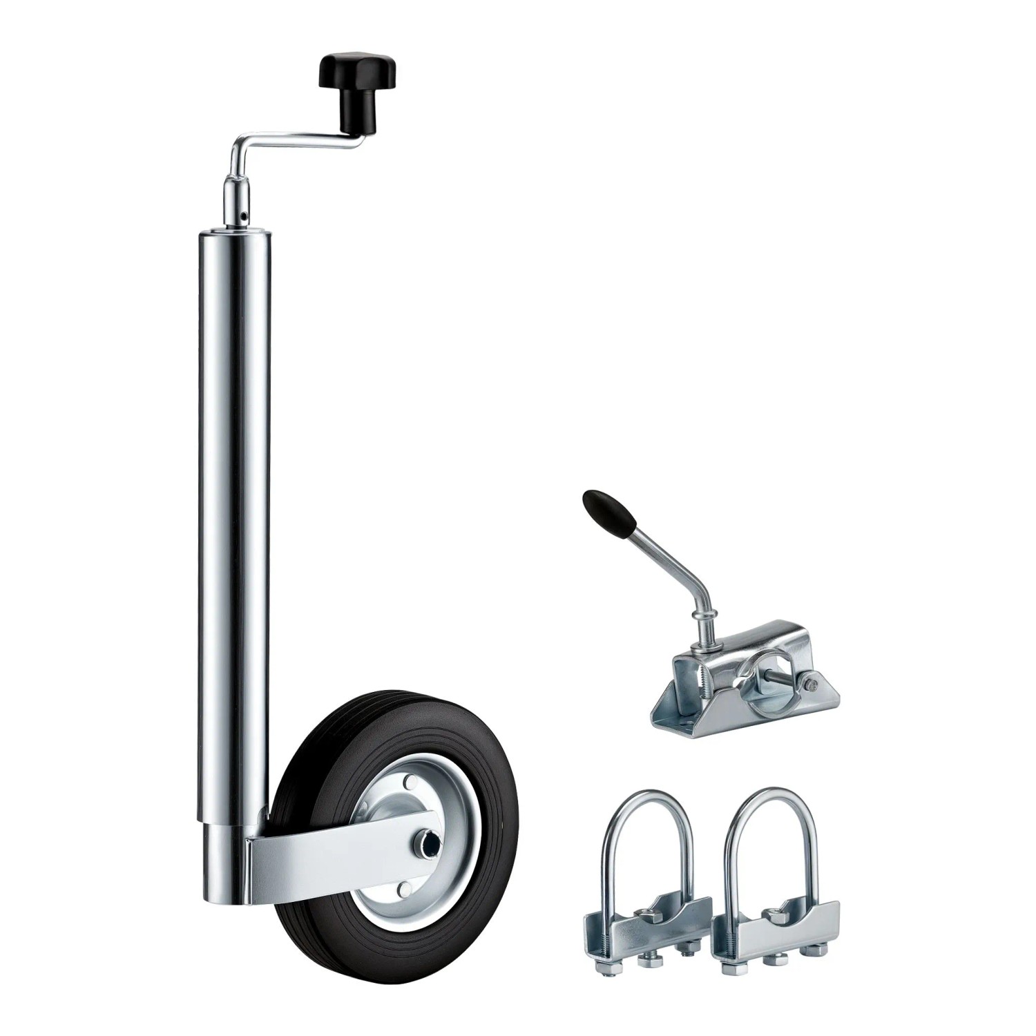 Wiltec Stützrad 362Kg Inkl. Klemmhalter & Schellen Wohnwagen Anhänger Stütze