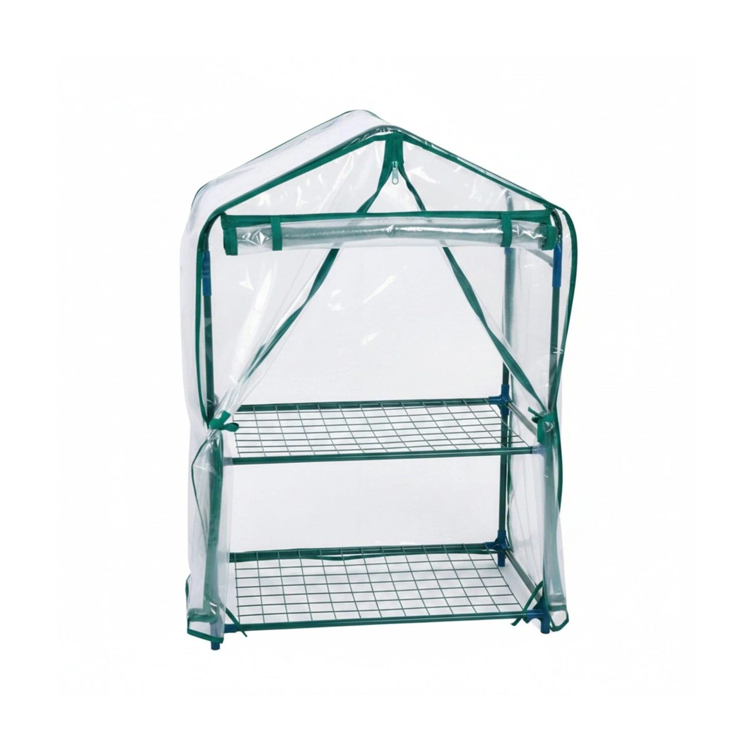 Relaxdays Balkongewächshaus Stahl PVC Grün Transparent Aufrollbar 95 cm x 59 cm x 39 cm