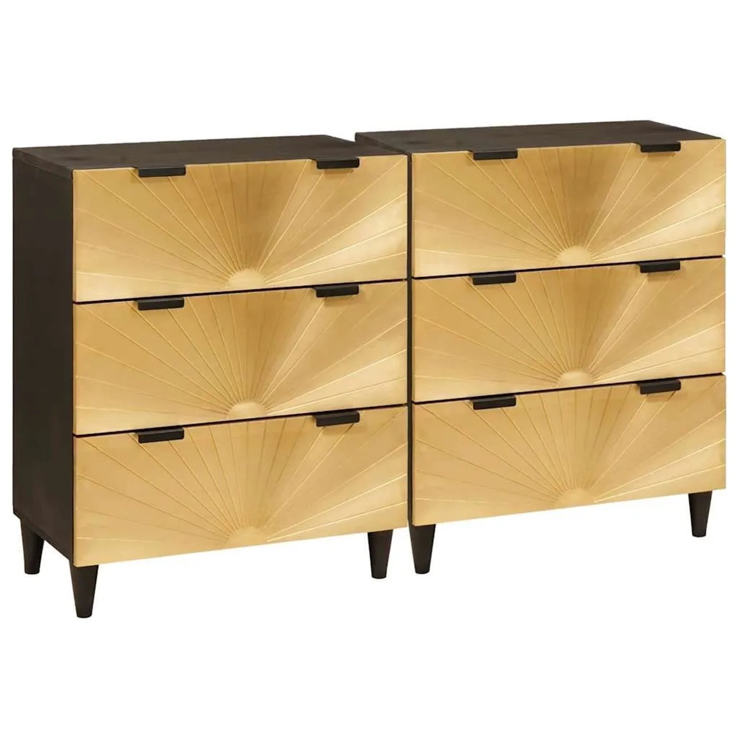 vidaXL Sideboard 2 Stk Schwarz und Gold 60 x 33 x 75 cm 3310022 günstig online kaufen