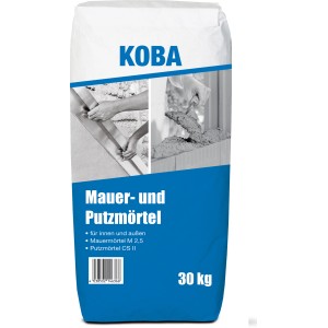Sack KOBA Mauer- und Putzmörtel, 30 kg, geeignet zum Mauern und Verputzen.