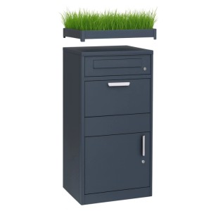 osoltus Paketbox XL Briefkasten Standbriefkasten mit Pflanzdach 117x50cm Anthrazit
