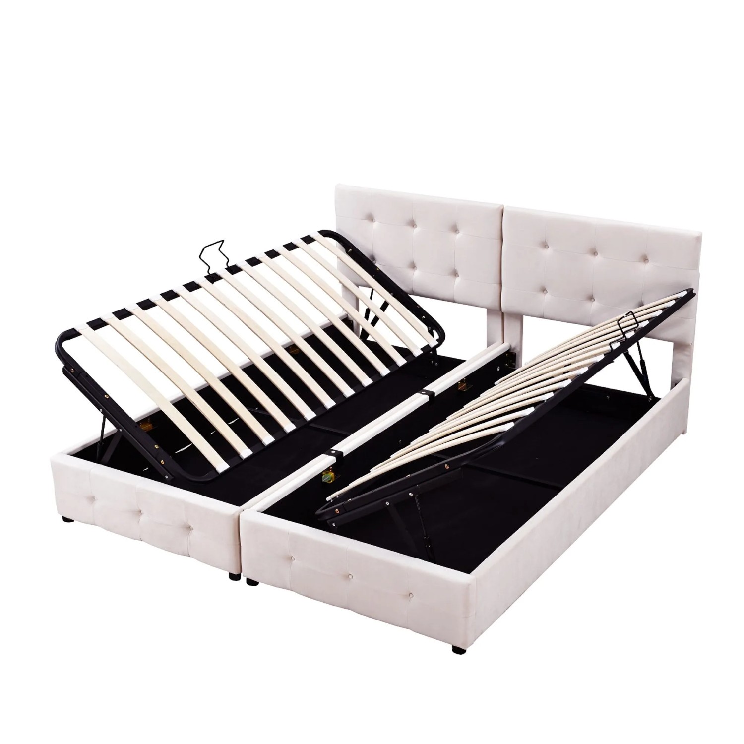 okwish Polsterbett 180x200cm mit Hydraulischem Stauraum Doppelbett Beige ohne Matratze