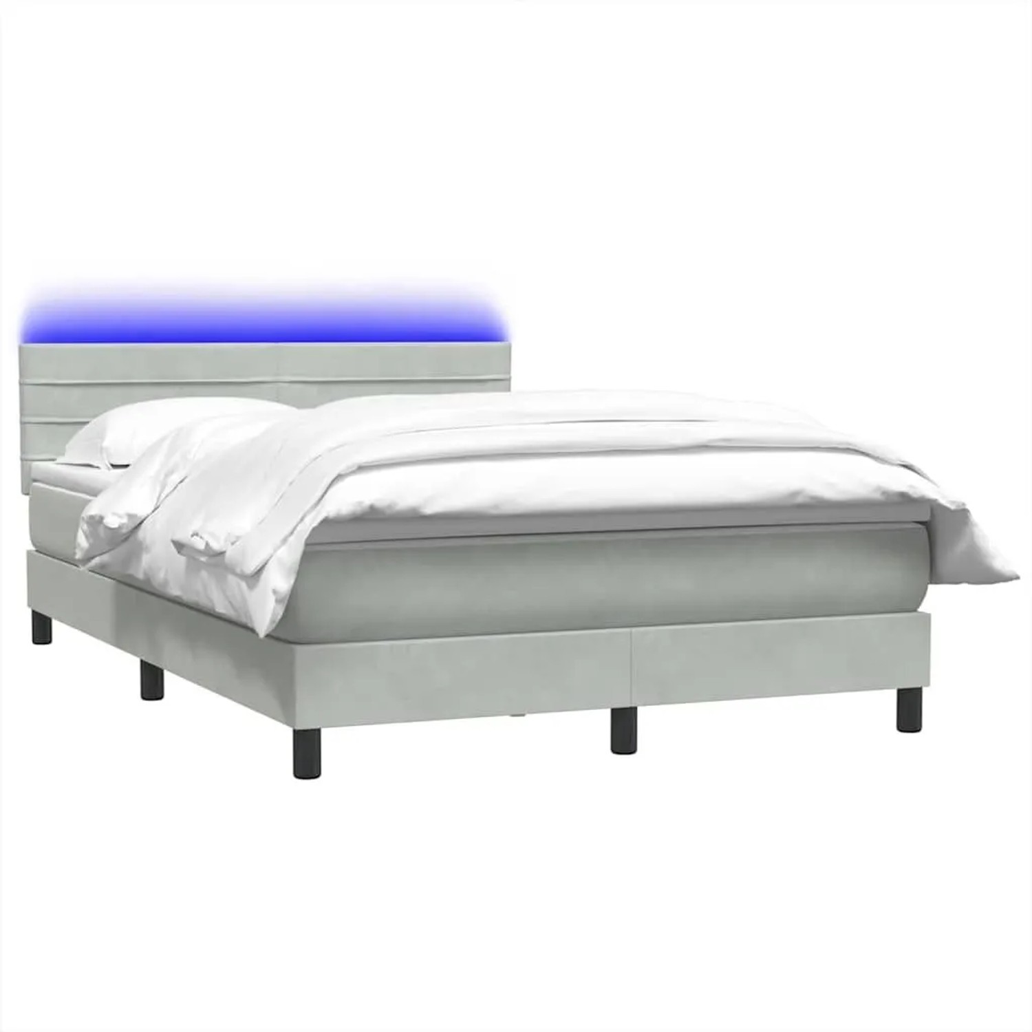 vidaXL Boxspringbett mit Matratze & LED Hellgrau 160x210 cm Samt 3316983 günstig online kaufen