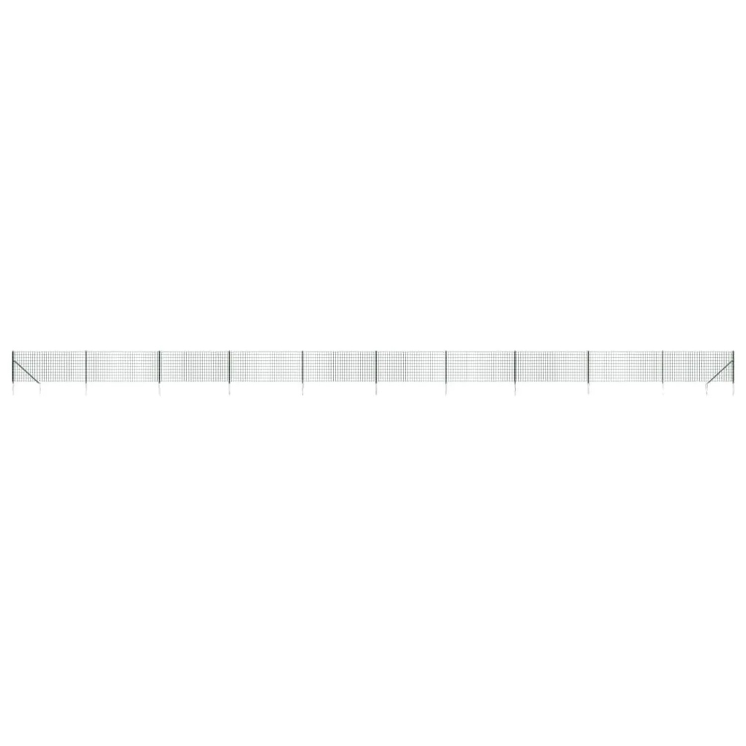 vidaXL Maschendrahtzaun mit Bodenhülsen Grün 1,1x25 m 154122