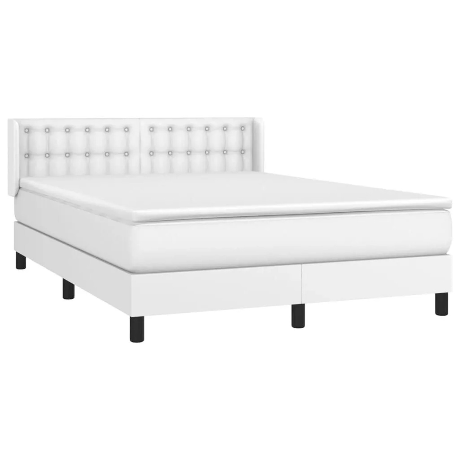 vidaXL Boxspringbett mit Matratze Weiß 140x200 cm Kunstleder 3130782 günstig online kaufen