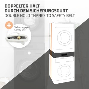ML-Design Verbindungsrahmen mit Schublade und Spanngurt für Waschmaschine.