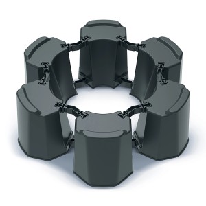 Anthrazitfarbener Waterform Sockel, verstellbar für Regentonnen, aus Kunststoff, bestehend aus 7 Stützen.