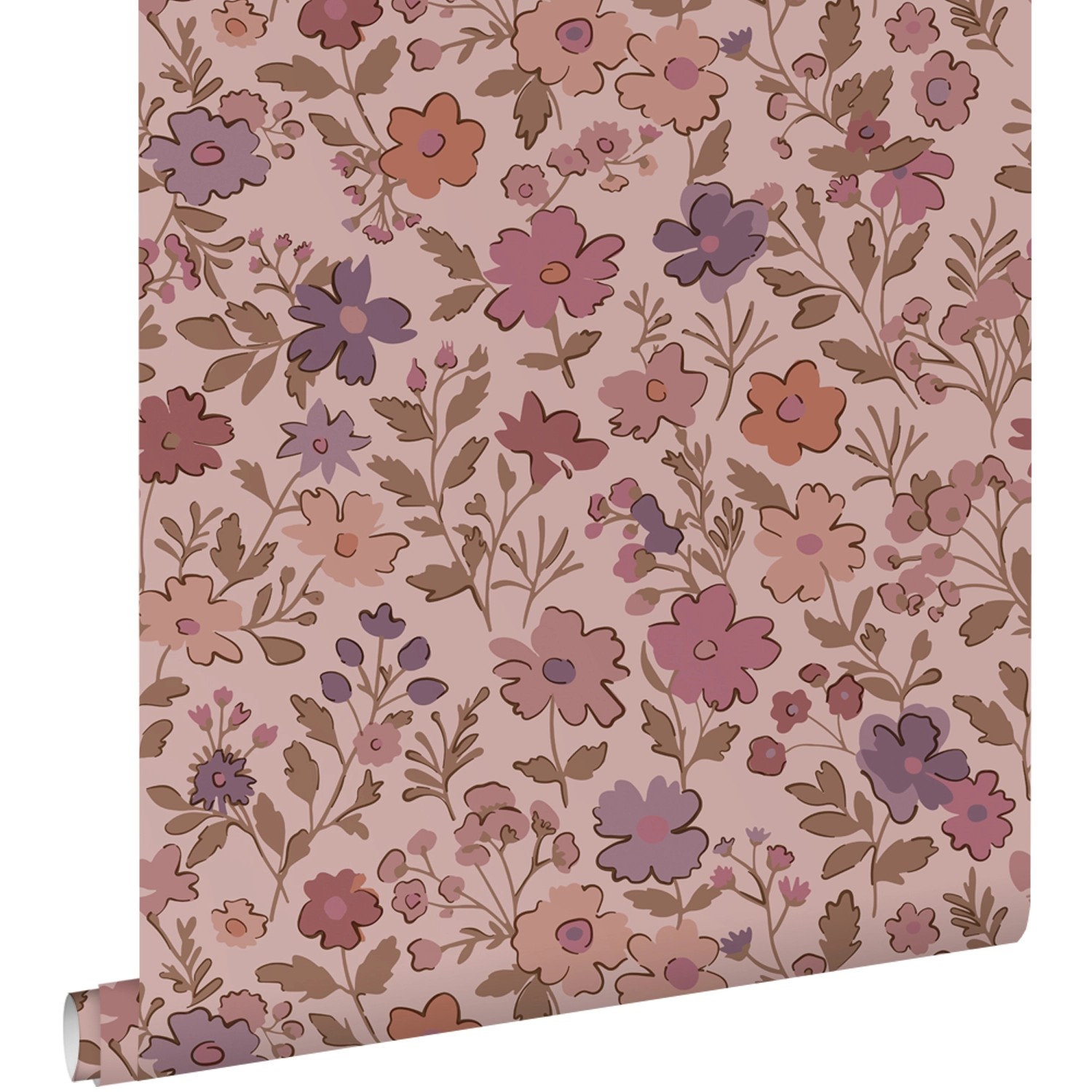 ESTAhome Tapete Blumen Dunkelviolett und Rosa 50 x 900 cm günstig online kaufen