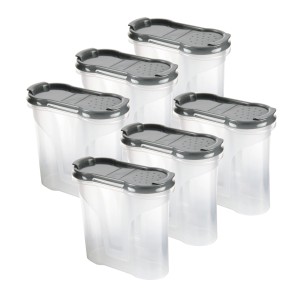 8er Pack Bestlivings Gewürzdosen/Schüttdosen 300ml, anthrazitfarbener Deckel, aus Kunststoff.