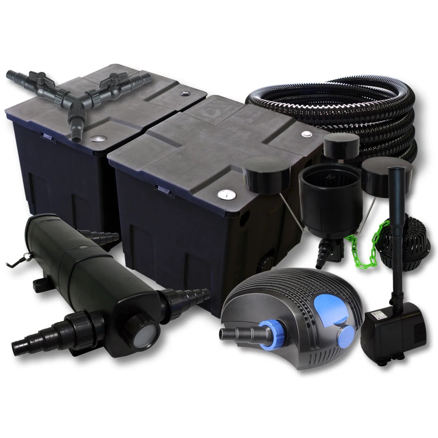Sunsun Filter Set 60000L Teich 18W Uvc 100W Pumpe Schlauch Skimmer Springbrunnen