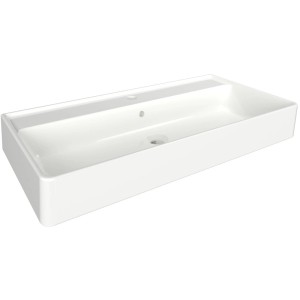 Fackelmann Aufsatzwaschbecken Vaida, 81 cm, Keramik, weiß, mit Hahnloch und Überlauf