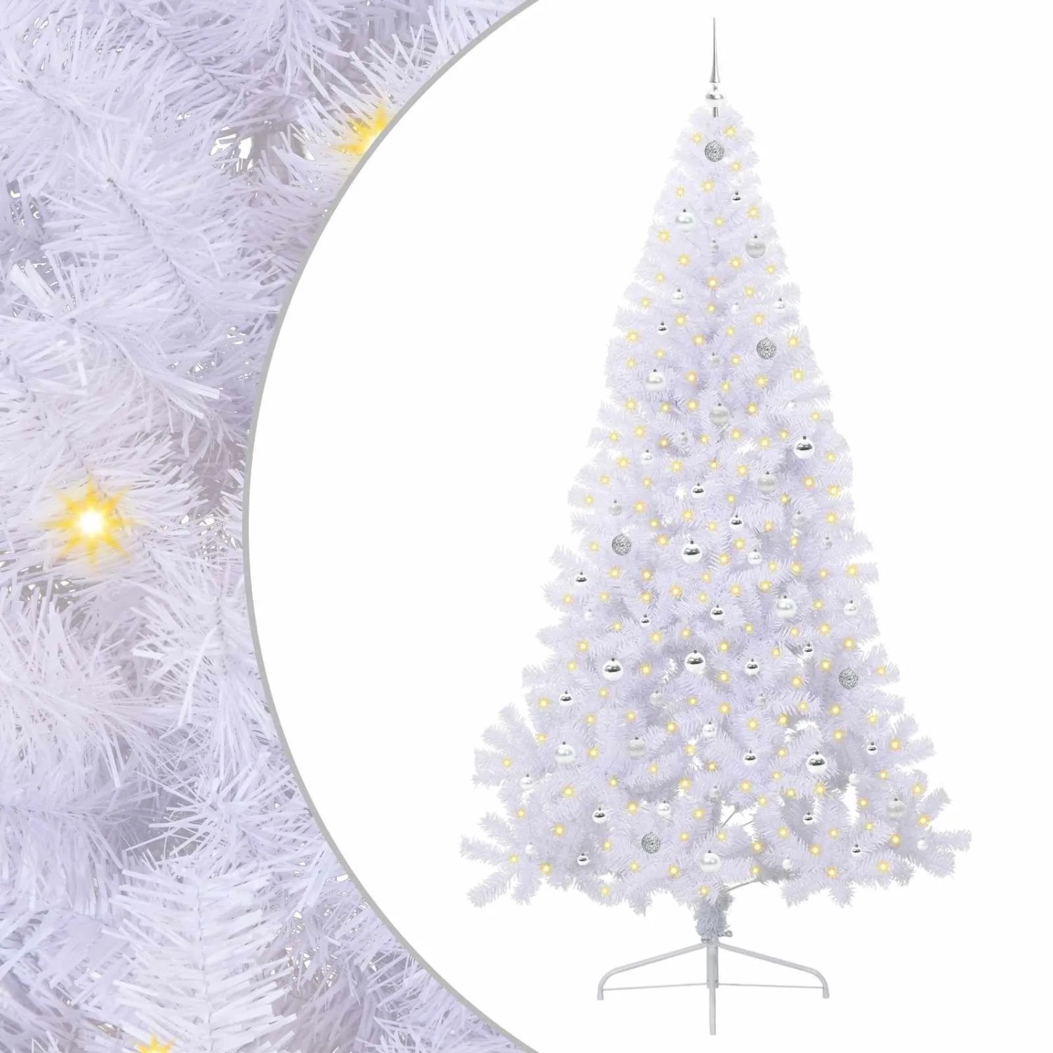 vidaXL Künstlicher Weihnachtsbaum Weiß 240 cm PVC und Stahl 3426839