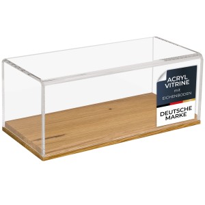 HMF 46872 Acryl Vitrine Schaukasten mit Holzsockel für Modellautos 27 x 12 x 11 cm Transparent