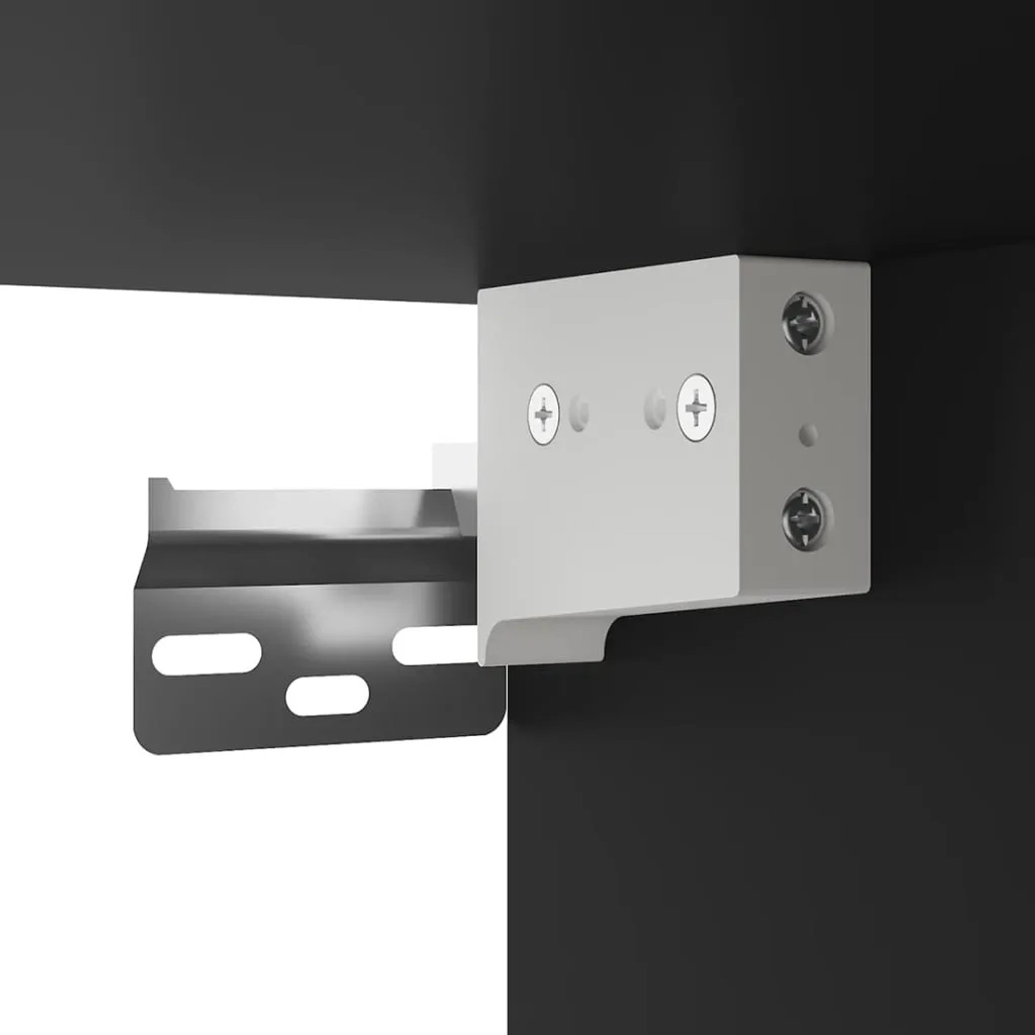 Detailaufnahme: Schwarzer VidaXL TV-Wandschrank (40x34,5x60 cm) mit Montagebeschlägen.
