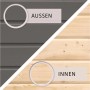 Detailansicht: Terragraue Außenwand und naturbelassene Innenwand des Karibu Gartenhauses Boras.