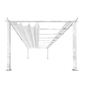 Weißer Pavillon Pergola Gazebo Florenz mit Sonnensegel, Aluminiumkonstruktion.