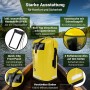 Gelber SCANDIC NATURE Rucksack Pioneer 35L im Boot. Wasserdichter Roll Top Wanderrucksack mit Reflektoren, verstärktem Boden & Handyhülle.