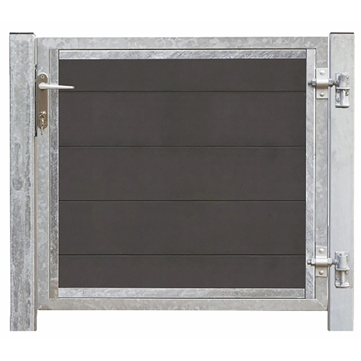 Plus Holz Einzeltor Futura WPC Schiefergrau DIN R 115 x 91 cm Pfosten verzinkt