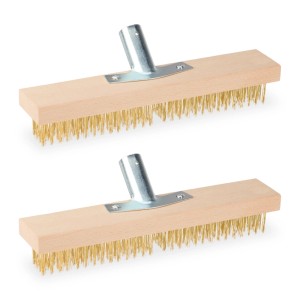 Relaxdays Drahtbesen 2er Set Buchenholz Stahlborsten 30 cm Breite