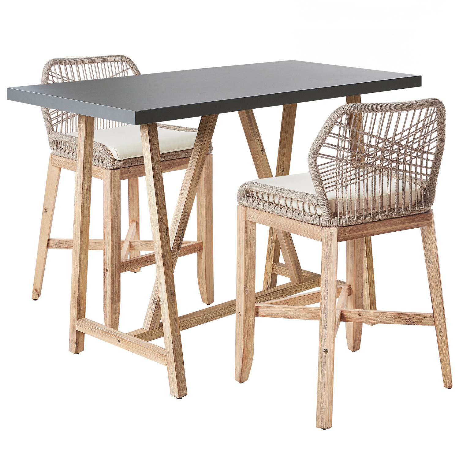Beliani Bistro Set TALAMONE Heller Holzfarbton Grau Beige