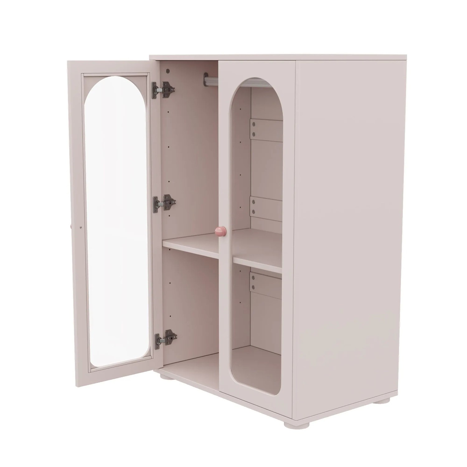 okwish Kleiderschrank mit Kleiderstange Kinderzimmer 2er Set 160x50x120cm Pink