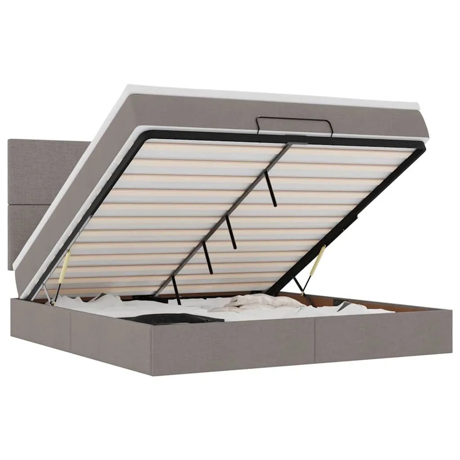 vidaXL Ottoman-Bett mit Matratze Taupe 160x200 cm Stoff 3313089