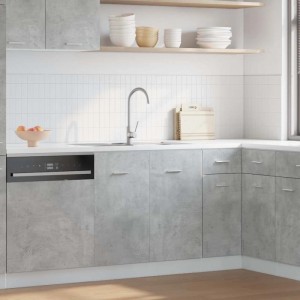 vidaXL Spülenunterschrank Lyon Betongrau aus Holzwerkstoff mit zwei Türen in moderner Küchenzeile.