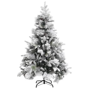 vidaXL Weihnachtsbaum mit Zapfen Beschneit 150 cm PVC & PE 340530
