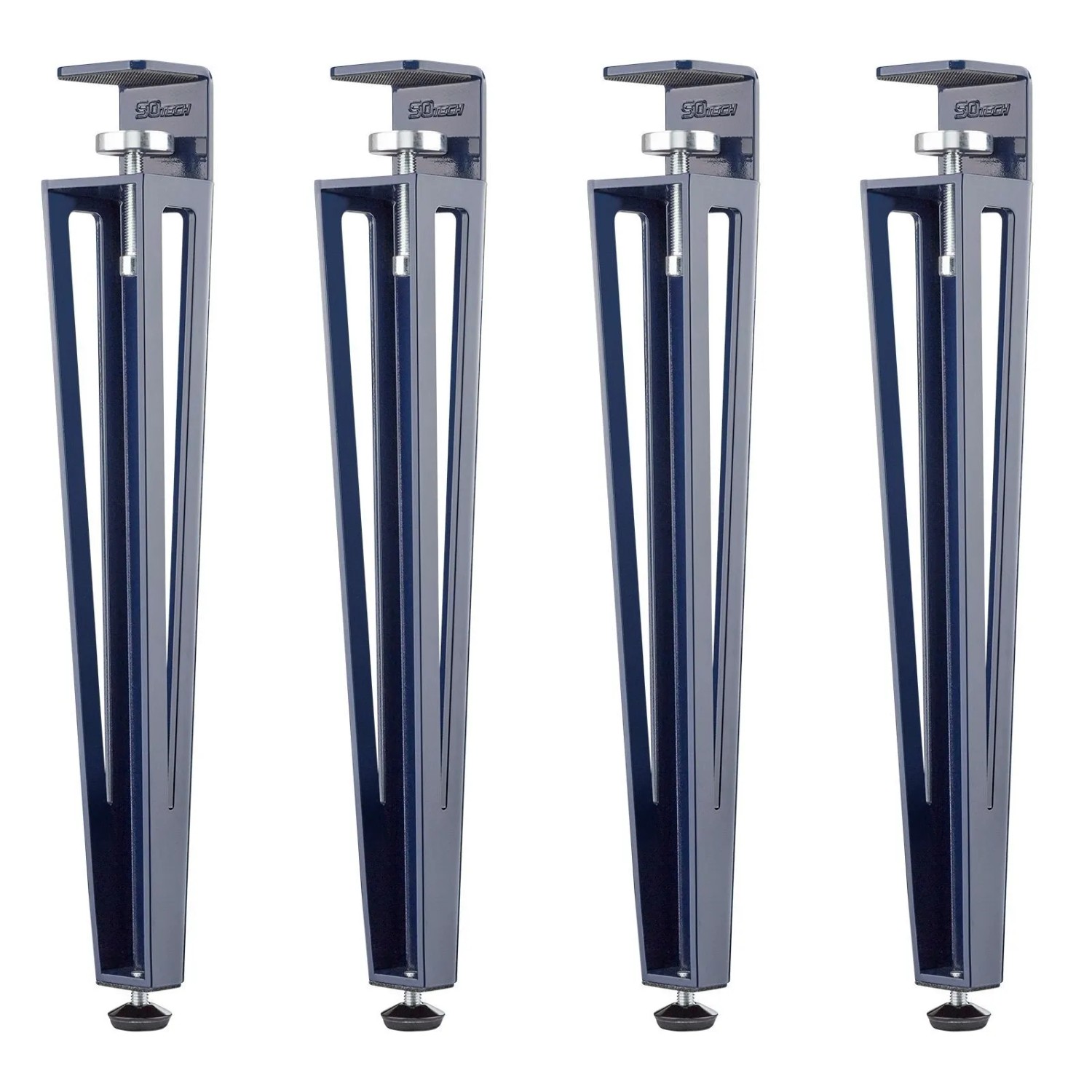 SOTECH 4 Stück Tischbein ColorLine In F-Form Blau Anschraubbar Konisch mit Klemmschraube Höhe 464 mm