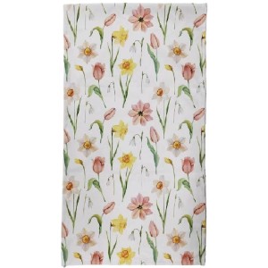 Beiger Boltze Tischläufer Tulip mit Tulpen-, Narzissen- und Schneeglöckchen-Muster, 40x140 cm.