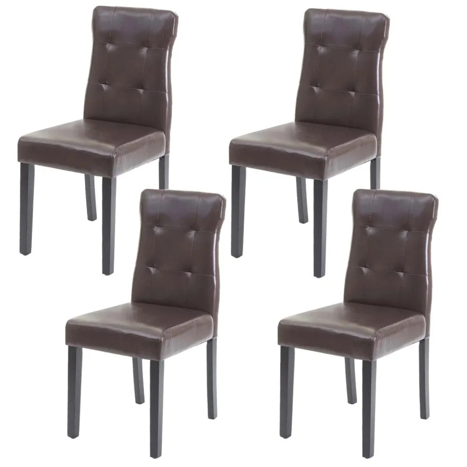 MCW Esszimmerstuhl E58 4er-Set Kunstleder Braun Dunkle Beine