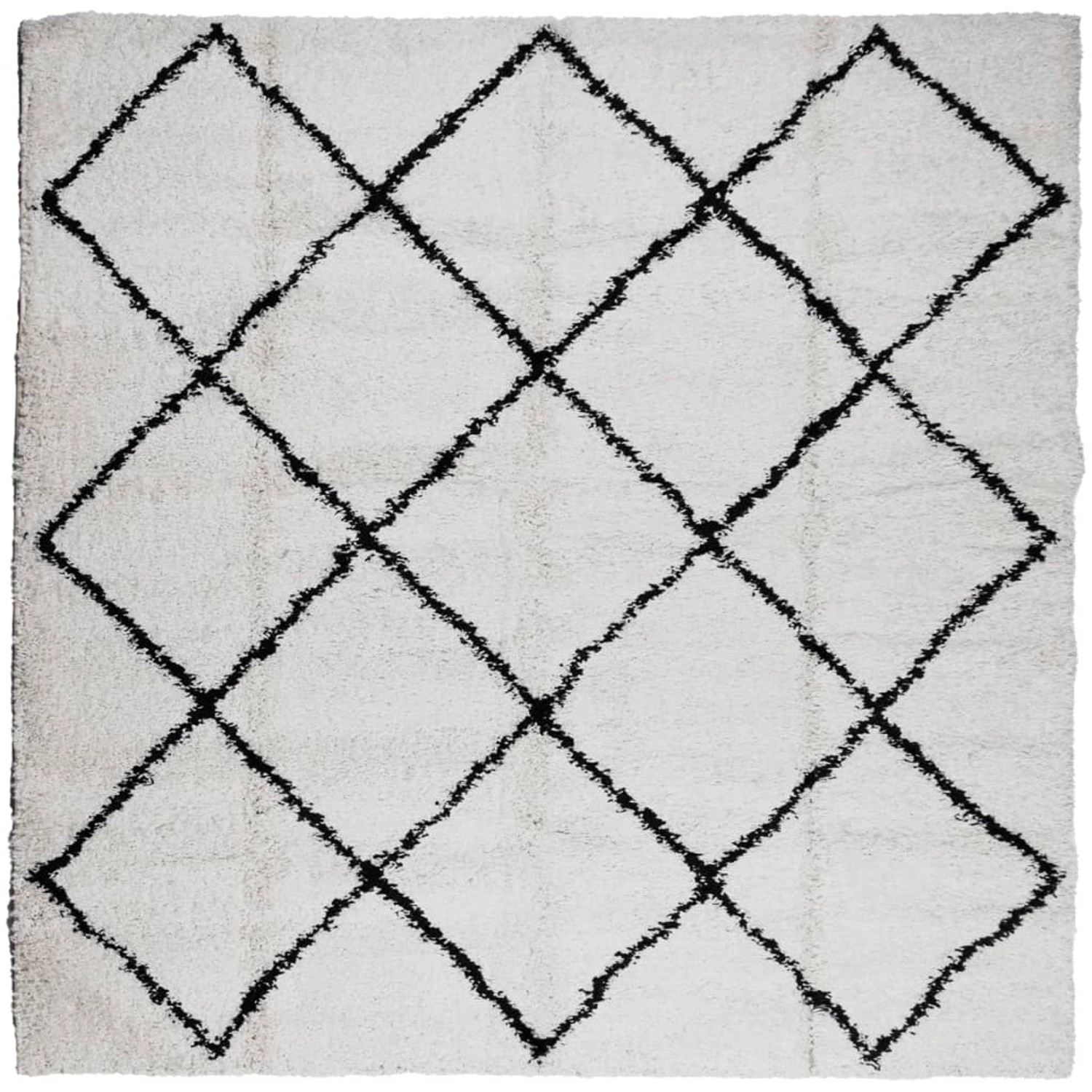 vidaXL Teppich Shaggy Hochflor Modern Creme Und Schwarz 120x120 Cm 1957447 günstig online kaufen