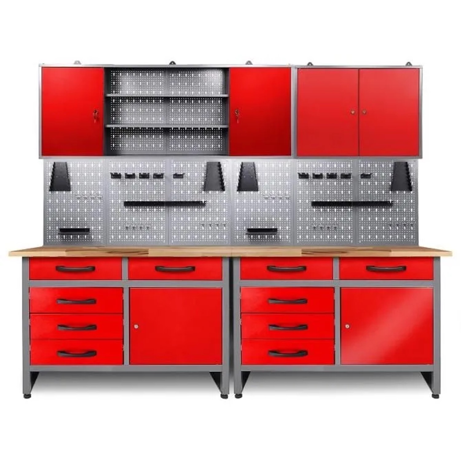 Ondis24 Werkstatt Set Holger 240 cm 3-trg 160cm 2trg Rot