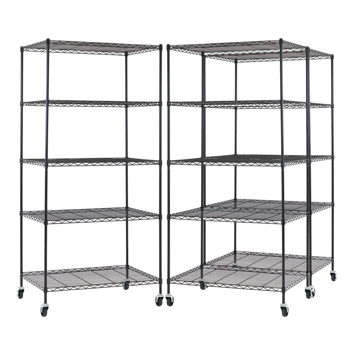 PROREGAL Mega Deal 3X Gitterregal HADES Mit Rollen & 5 Gitterböden Metall 180x90x60cm Fachlast 75kg Metallregal Schwarz  Küchenregal Aufbewahrung
