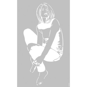 Marabu Schablone Smart Girl, 40x60cm, Motiv einer sitzenden Frau, ideal für Wandgestaltung.