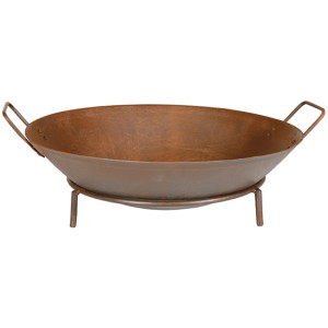 Braune Siena Garden Feuerschale Rusty (Ø 48 cm) aus Gusseisen mit Stahlunterstand und Griffen.