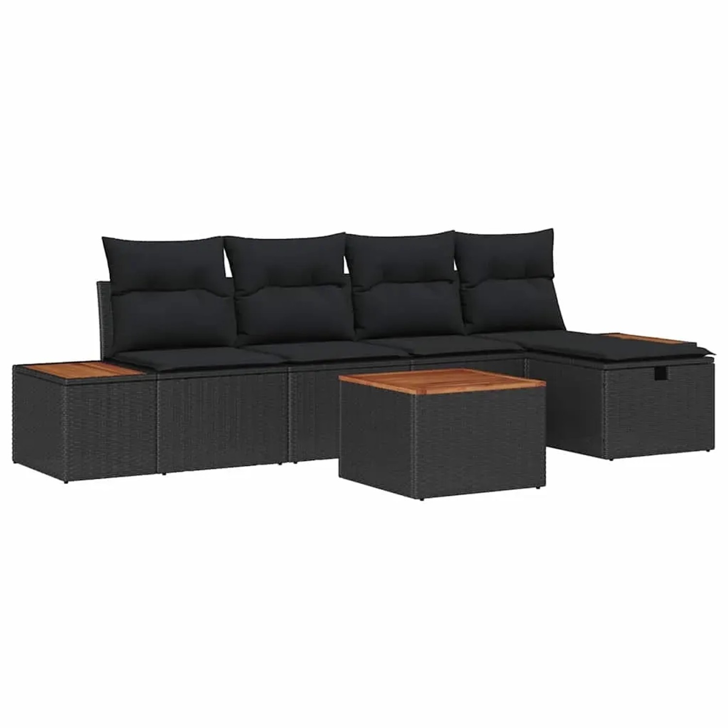 vidaXL Garten-Sofa-Set mit Kissen 6-Tlg Schwarz Poly Rattan 3359625 günstig online kaufen
