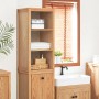 SoBuy Badezimmerschrank BZR95-N aus MDF in Natur mit Wäschesack und offenen Fächern.
