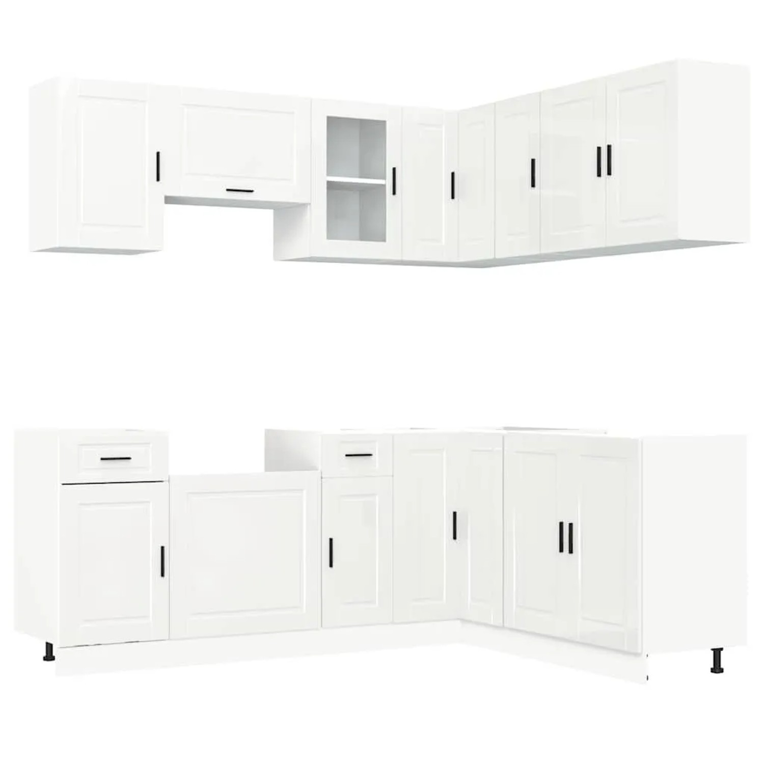 vidaXL 11 Tlg Küchenschrank-Set Porto Hochglanz-Weiß Holzwerkstoff 3314963