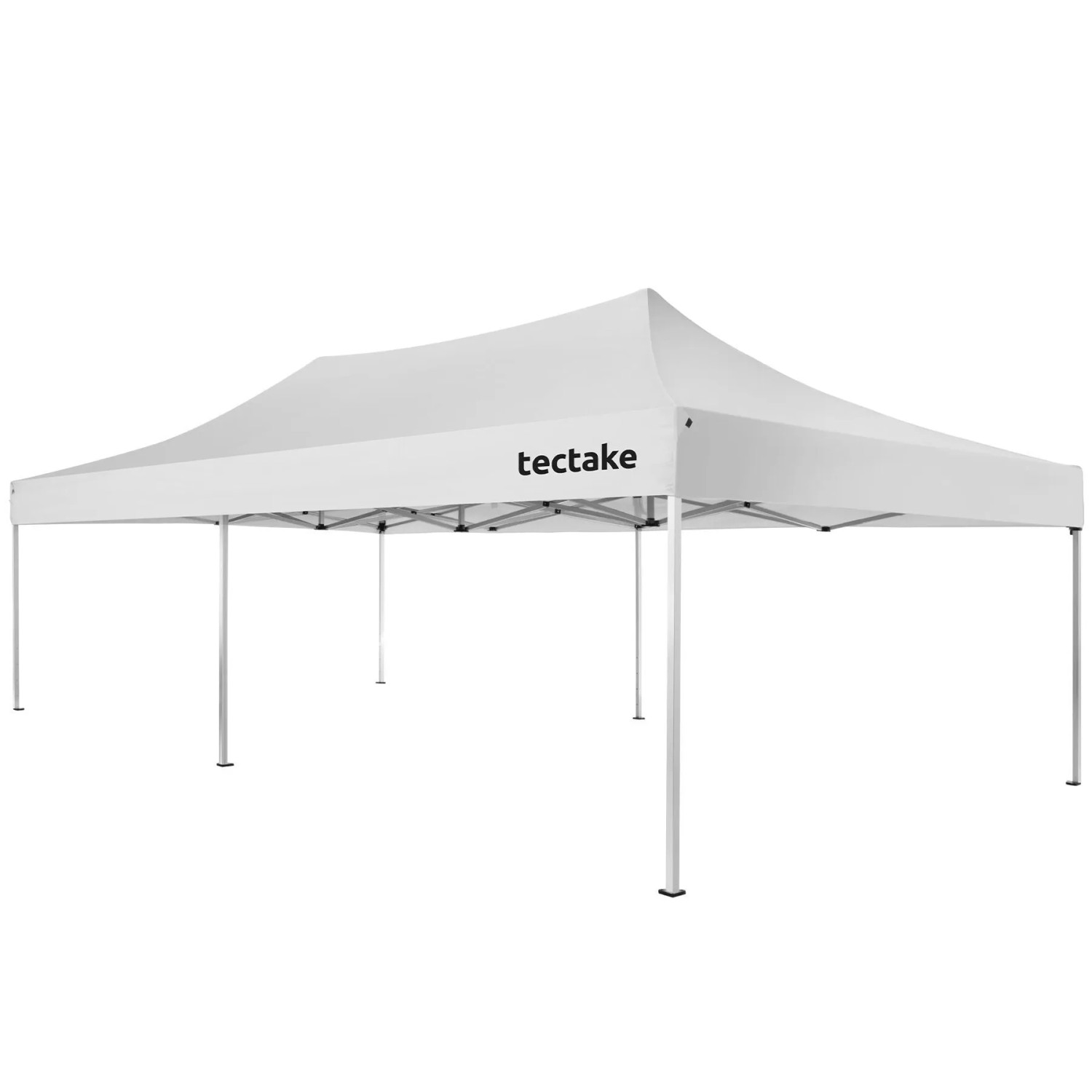 Weißer Faltpavillon 6x3 m von Tectake mit Seitenteilen und Fenster.