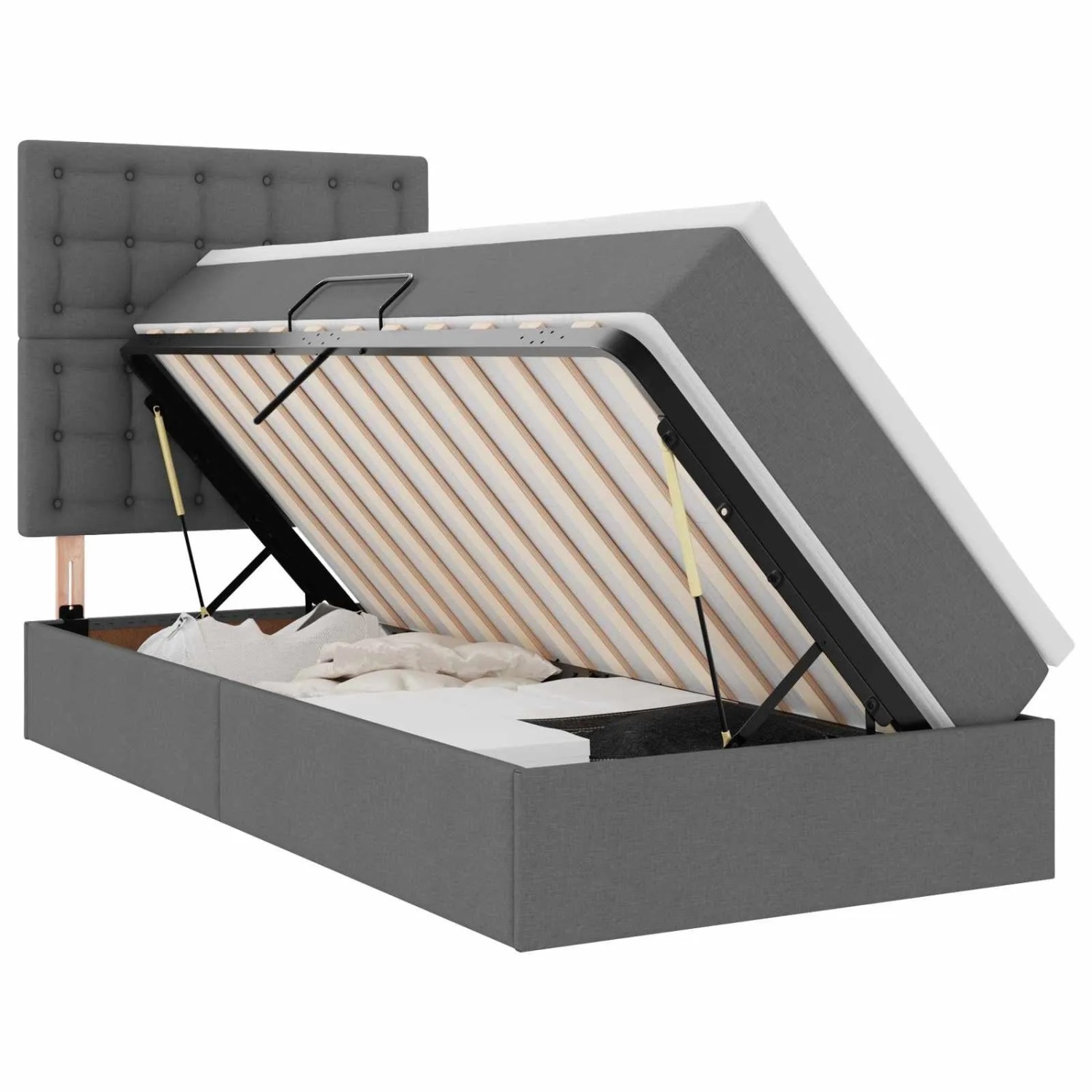 vidaXL Bett mit Stauraum und LED Dunkelgrau 100 x 200 cm Polyester 3372523