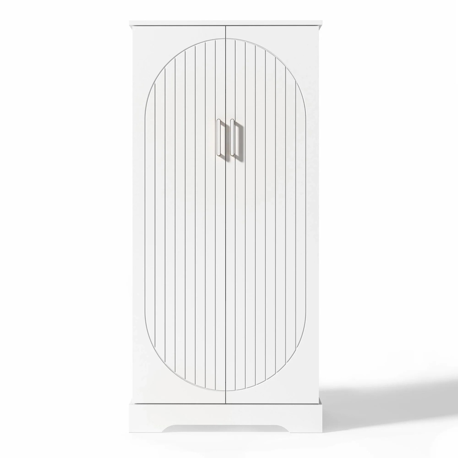okwish Küchenschrank mit LED Sensorleuchte Einlegeböden Staufach Küche 60x35x128cm Weiß