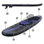 Aufblasbares, schwarzes Stand Up Paddle Board mit Sitz von ECD Germany, 320x82x15 cm.